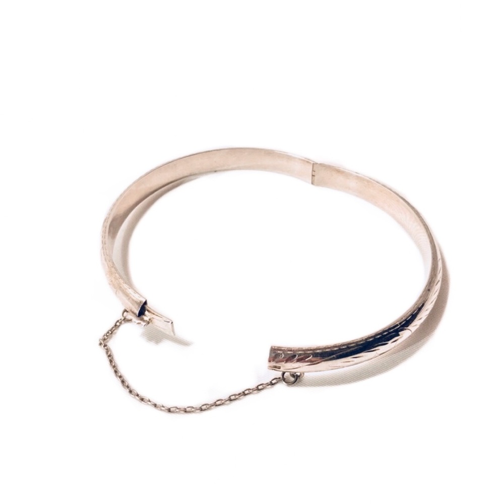 Vintage Sterling Silver Scroll Bangle Bracelet
